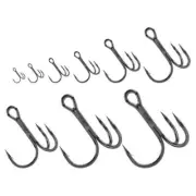 50PCS/set High Carbon Steel Fishing Hook Barbed 1/0-14# Treble Jig Black Hooks