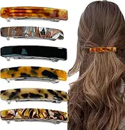 6PCS French Barrette Hair Clip, 7.5CM Hair Slides for Women, Tortoiseshell Acetate Hairs Accessories for Thin Fine Hairs