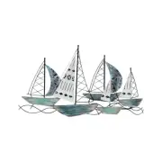 Willow & Silk Metal/MDF 90cm Ocean/Coastal Sailboats Wall Art/Home/Indoor Decor