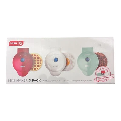 Dash Mini Griddle, Grill and Waffle Maker3-Piece Set NEW - FAST SHIPPING