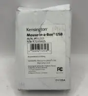 KENSINGTON MOUSE-IN-A-BOX USB MOUSE M/N M01215 P/N K72356US
