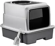Stgfyxgs Large Cat Litter Box with Lid, Closed and Covered Cat Litter Box, Easy Cleaning, Removable with Front Door, Pet Bedpan, Gray