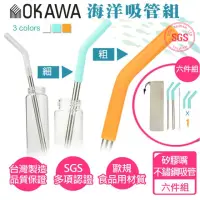 在飛比找momo購物網優惠-【優品家居】OKAWA環保矽膠嘴不鏽鋼吸管 六件組 贈袋+毛