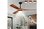 ACA 52'' Ceiling Fan DC Motor with LED Light Remote Control 3 Blades Matt Black & Mahogany