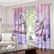 Exquisite Curtains for Kids Bedroom Purple&Animals W117cm (46") x D138cm (54") x 2 3D Pattern Microfiber Blackout Fabric Eyelet Window Drapes for Kids Nursery Playroom 2 Panels