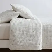 Calvin Klein Speckled Waffle Cotton 3 Piece Duvet Cover Set, Queen