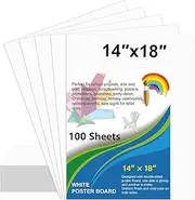 100 Pcs White Poster Board Paper 14x18, ROOKEA Blank Graphic Display Vision Boards Bulk for School Arts Classroom Crafts Projects Presentations Drawing Scrapbooking