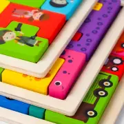 Wooden Blocks Puzzle Fun Animal Tangram Puzzle People Pattern Colorful
