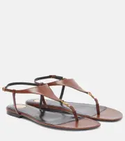 [Saint Laurent] Saint Laurent Cassandra leather thong sandals AU 8.5 brown