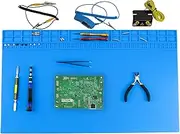 Large Soldering Mat with ESD Accessories Anti-Static Wriststrap 23.7×13.8 Inch Silicone Repair Mat Work Mat Heat Resistant 932℉(500°C）for Computer Laptop Phone Watch (Blue)