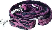 PRORIDER Horse Roping Knotted Tack Western Barrel Reins Nylon Braided Burgundy BLK 607161