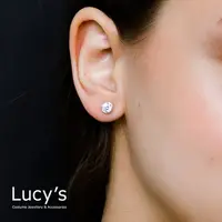 在飛比找蝦皮商城優惠-Lucy's 925純銀 歐美簡約圓形鋯石耳環-0.5cm 