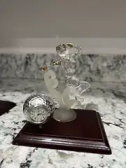 Clear Glass Ballerina With Gold Accents, Denacci Desk Clock. New