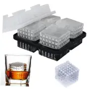2-Inch Square Whiskey Ice Cubes Mold(4-Cavity), Black Ice Cube Tray with Lid