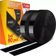 Hook and Loop Tape Roll with Heavy Duty Adhesive Industrial Strength Easy to Cut