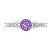 1.20 Round Alexandrite Stone Promise Bridal Wedding Designer Ring 14k White Gold