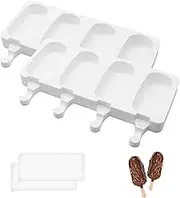 Proxima Direct Popsicle Molds 2 Pack Silicone Ice Cream Mould 10.2"x5.7" Large Popsicle Moulds BPA-Free Oval Cake Pop Cakesicles Mold with 2 Covers for DIY Popsicle