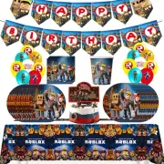 Roblox Party Suppliers Tableware Banner Balloons Kids Birthday Decorations