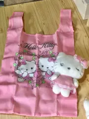 4pc Lot Sanrio Hello Kitty Packable Shopping Bags With Plush Charm Bnew