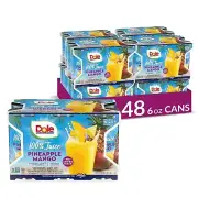 Dole 100% Pineapple Mango Juice, Excellent Source of Vitamin C, 6 Fl Oz (Pack of