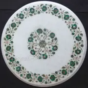 Marble Side Table Top , Malachite Stone Coffee Table Top , White Corner Table
