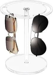 [Grovigor] Acrylic Sunglasses Holder Stand, 360 Degree Rotating Eyeglasses Display Rack and Storage Rack, Clear Glass Tabletop Organize