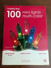 Holiday Time 100 Multicolor Mini String Lights Set Indoor Outdoor Decoration NIB