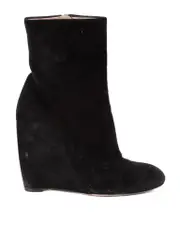Black Suede Wedged Ankle Boots