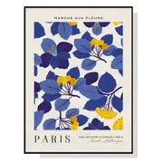 50Cmx70cm Paris Flower Market Black Frame Canvas Wall Art