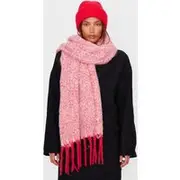 Red Marl Tassel Blanket Scarf, Red