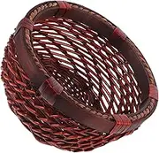 Vintage Rattan Woven Storage Basket Small Sundries Organizer for Breads Snacks Rustic Tabletop Decor Storage