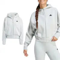 在飛比找Yahoo奇摩購物中心優惠-adidas 外套 ZNE Full-Zip 女款 灰 黑 