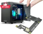 Raspberry Pi 5 Mini PC Case Black with M.2 NVMe SSD PCIe HAT RGB Cooler