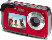 Minolta MN40WP 48MP Waterproof Digital Camera – Dual LCD Screens, 2.7K QHD Video, 16x Digital Zoom, Anti-Shake, Face Detection, 10ft Waterproof (Red)