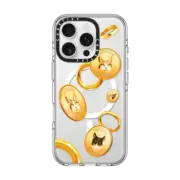 iPhone 16 Pro Clear Case MagSafe Compatible Gold Cat Coin by Mond Kim