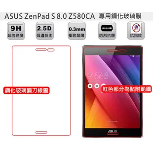 ASUS ZenPad S 8.0 Z580 Z580 C Z580CA 8吋 鏡面鋼化玻璃膜 197x129mm