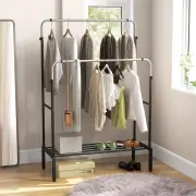CostwayDouble Rod Clothes Garment Rack with Adjustable Heights for Bedroom