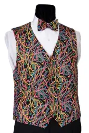 Men's Mardi Gras Beads Vest and Bow Tie