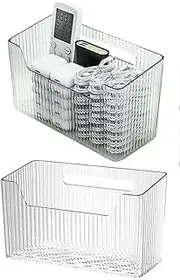 Set Of 2 Storage Organizer Bins Wall Mounted Organizer Basket, Shower Caddy Stackable Clear Plastic Makeup Organizer