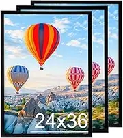 MYGOGYM 24x36 Poster Frame Black Large Metal Frame 24x36 Frame for Wall Vertical or Horizontal Display, 3 Pack
