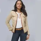 NWT White House Black Market Tweed Blazer 14 Leather-Trim Jacket Lurex