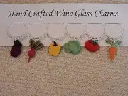 "GARDEN VEGETABLES'' SET OF 6 HAND CRAFTED wine glass drink markers