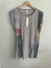 Daily Practice Anthropologie Sz Striped Patchwork T-shirt Dress Multi NWT