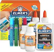 Elmer’s Glitter Slime Kit | Slime Supplies Include Clear PVA Glue, Glitter Glue Pens & Magical Liquid Slime Activator Solution | Washable & Kid Friendly Formula | 8 Count