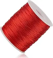 Red Nylon String Cord - 1MM 100 Yards Braided Ornament Bracelet Twine String for Bracelet Making, Nylon Necklace Jewelry Thread Clay Bead String for Crafts Bracelets, Macrame Beading Satin Cord