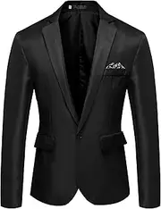 [Aosufei] Men's Comfort Casual Wedding Party Suit Jacket Lightweight Solid Dress Blazer Suits Stylish Business Tuxedo Jacket, Black1, Small