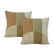 2pc Cloud Linen Morris Cotton/Feather 50cm Embroidered Cushion Set Square Rust
