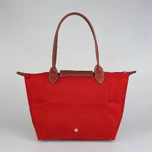 【LONGCHAMP】LONGCHAMP Le Pliage經典壓印LOGO尼龍拉鍊長把肩背水餃包(小/紅)