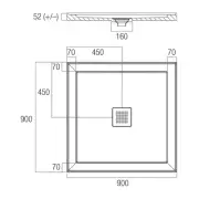 Oceano Shower Base 900 x 900mm Centre Outlet Solid Cast Stonelite ECO EC900C