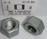 3/4-10 HEAVY HEX NUT A194 GRADE 2H STEEL HOT DIP GALVANIZED (10)